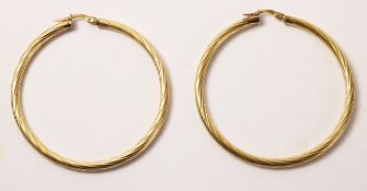 Pair of 9ct gold hoop ear-rings stamped 375 approx 3.