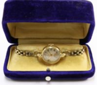 Ladies gold Tudor Rolex wristwatch on hallmarked 9ct gold bracelet approx 18gm gross case no 311696
