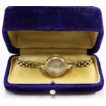 Ladies gold Tudor Rolex wristwatch on hallmarked 9ct gold bracelet approx 18gm gross case no 311696