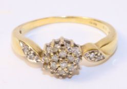Diamond cluster ring hallmarked 9ct Condition Report <a href='//www.