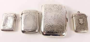 Victorian silver cigarette case and three vestas approx 6oz Condition Report <a