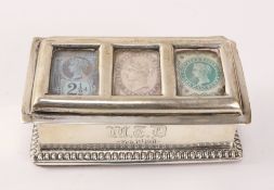Edwardian silver triple stamp box, by Matthew John Jessop Birmingham 1901,