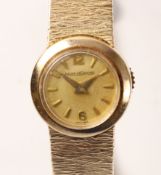 Jaeger Le Coultre Swiss made ladies 9ct gold wristwatch, back wind,