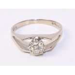 Single stone diamond white gold ring stamped 18k Condition Report <a