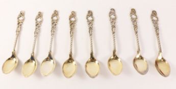 Set of eight silver coffee spoons stamped sterling B Norway approx 3.