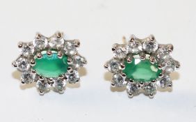 Pair of gold emerald dress ear-rings Condition Report <a href='//www.