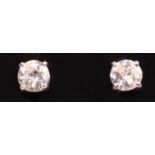Pair of old cut diamond 18ct white gold stud ear-rings approx 0.