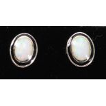 Pair of silver opal stud ear-rings stamped 925 Condition Report <a href='//www.