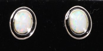 Pair of silver opal stud ear-rings stamped 925 Condition Report <a href='//www.