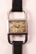 Jaeger le Coultre stainless steel wristwatch stirrup lugs, model 1670 movement no.
