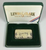 Lewis & Clarke commemorative proof silver ingot, approx 5 troy oz,