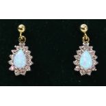 Pair of opal cluster silver gilt ear-rings Condition Report <a href='//www.