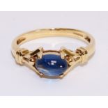 9ct gold ring set with a cabachon sapphire hallmarked Condition Report <a