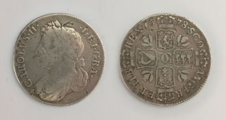 Charles II Shilling, 1678/7, 8 over 7 Condition Report <a href='//www.