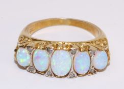 Five stone opal silver gilt ring Condition Report <a href='//www.davidduggleby.