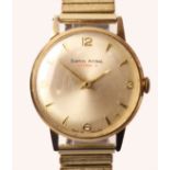 Gentleman's Smith's Astral National 17 9ct gold wristwatch London 1966 on expanding plated bracelet