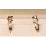 Pair of 18ct gold mother of pearl hinged ear-rings stamped 750