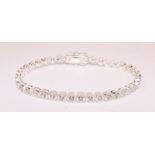 Silver circular link cubic zirconia set bracelet hallmarked