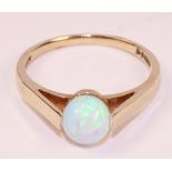 Opal single stone 9ct gold ring hallmarked Condition Report <a href='//www.