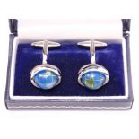 Pair revolving globe cuff-links