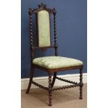 Victorian rosewood salon chair upholstered seat & back on barley twist supports Condition