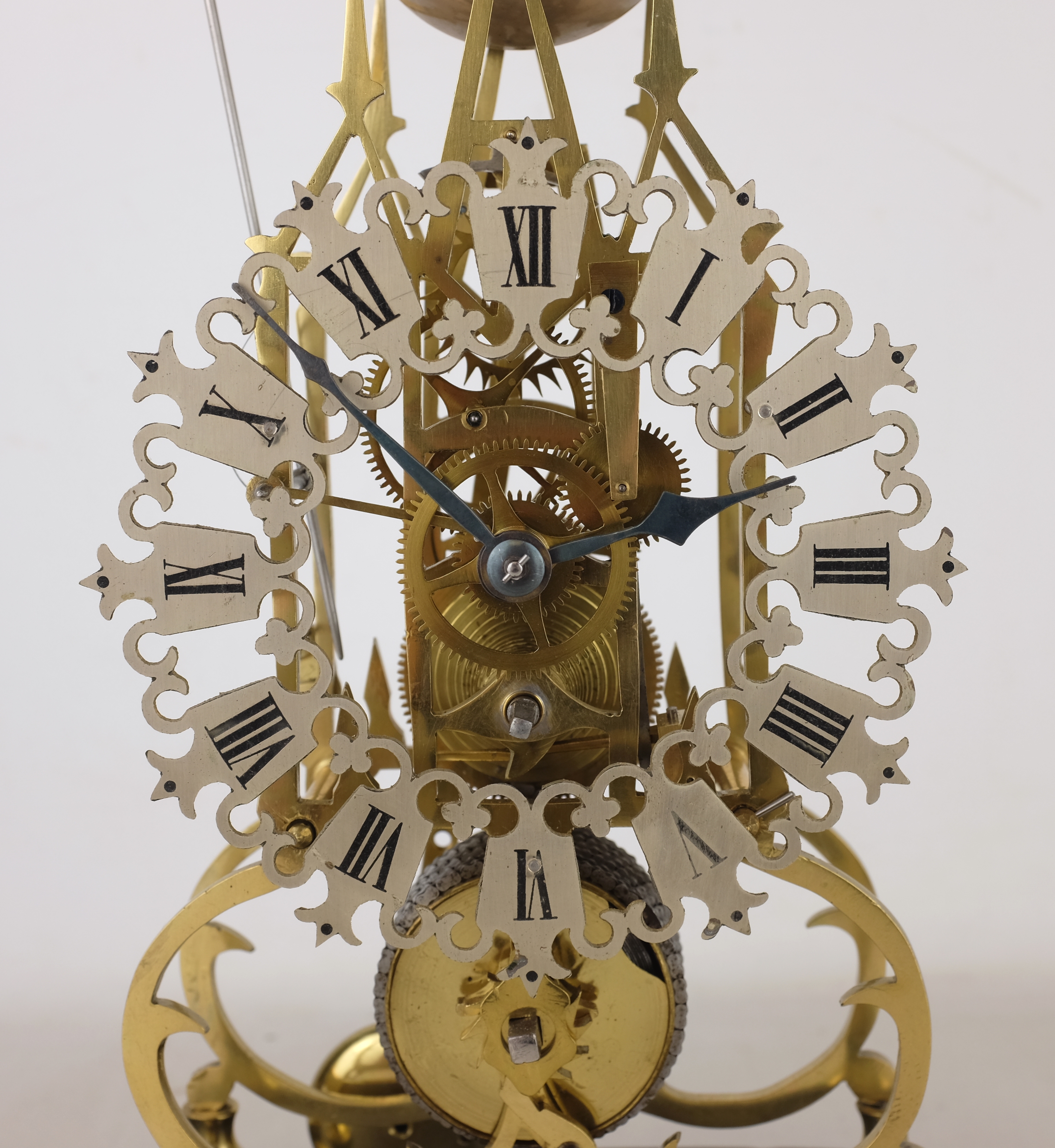 20th century brass Cathedral skeleton clock, - Image 5 of 6