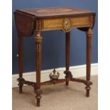Late 19th century French ladies gilt metal mounted walnut fall leaf dressing table,