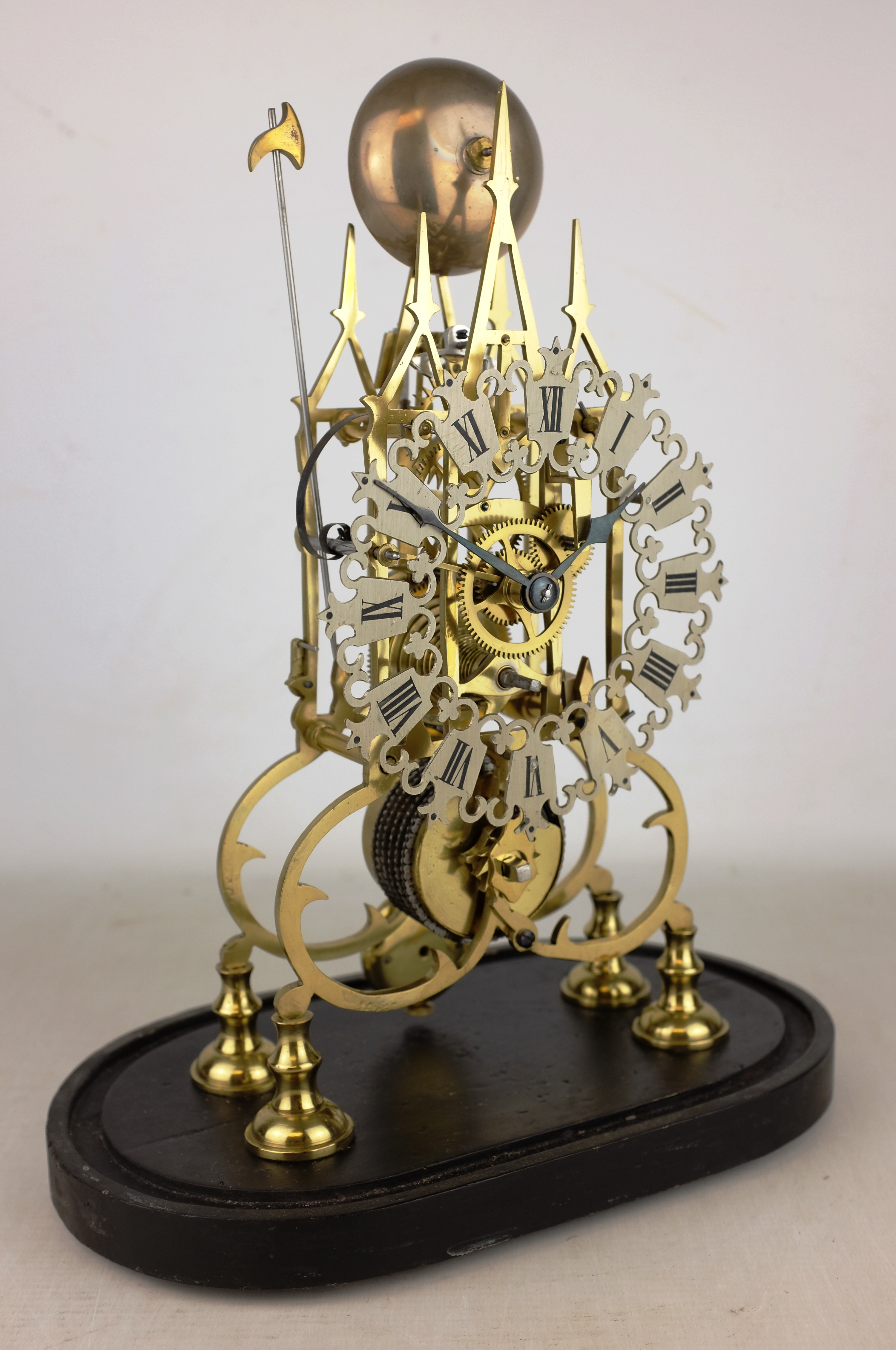 20th century brass Cathedral skeleton clock, - Image 2 of 6