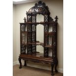 Fine Chinese Chippendale style mahogany display cabinet,