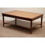 Reproduction inlaid figured walnut rectangular coffee table,