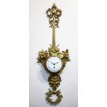 Late 19th century cast gilt metal and ormolu Cartel clock, white convex dial with Arabic numerals,