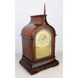 19th century rosewood mantel clock, Gothic arched case with spire finial,