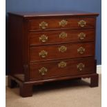 George III four drawer chest, canted corners with fluted quarter columns, bracket feet, W93m, H86cm,