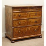 18th century Queen Anne style figured walnut four drawer chest,