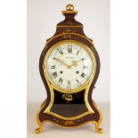 20th century Swiss cartouche shaped mantel clock, white dial inscribed Beyer-Zurich,