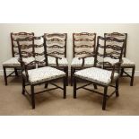 Set six Chippendale revival mahogany dining chairs,