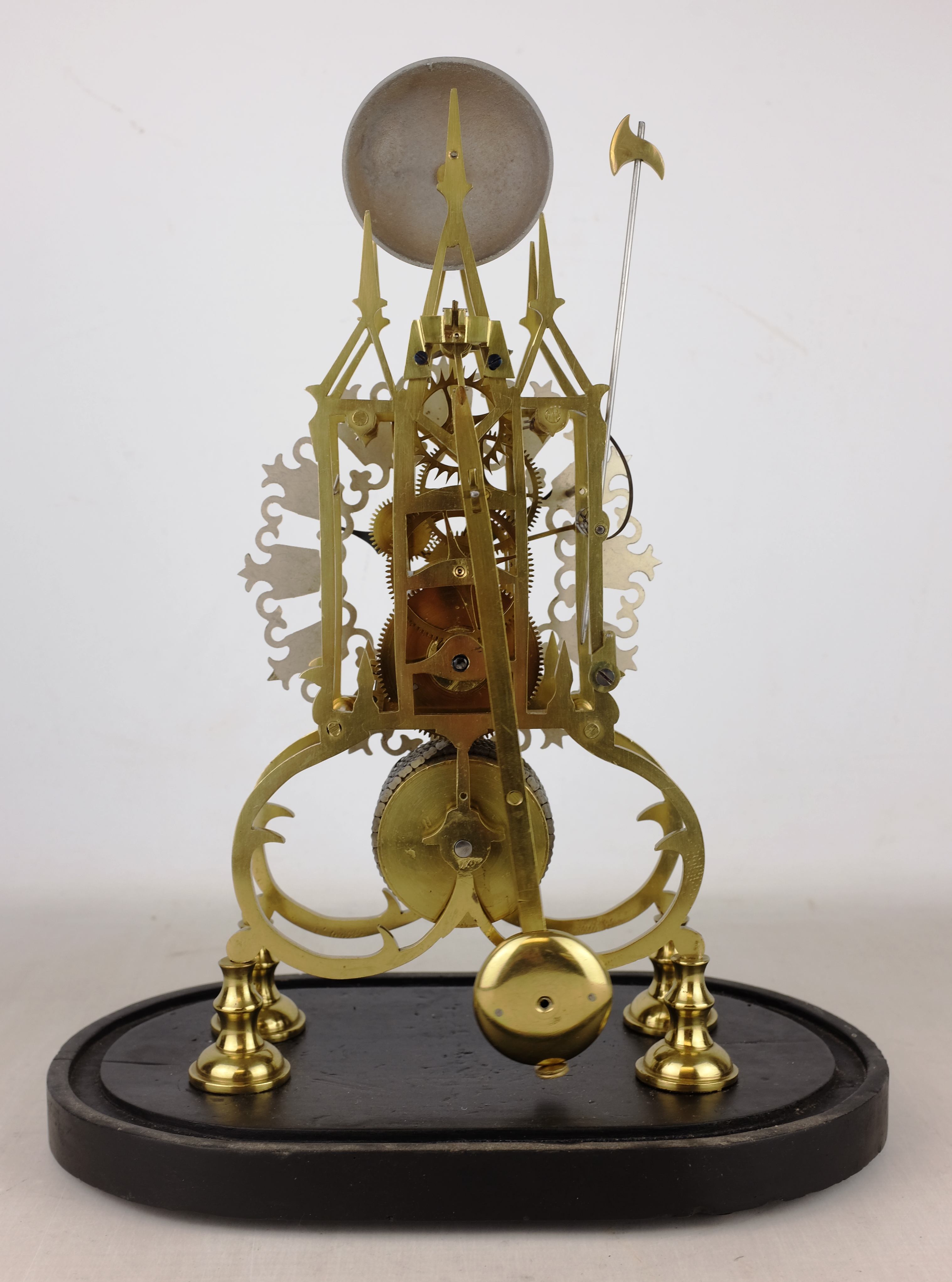 20th century brass Cathedral skeleton clock, - Image 4 of 6