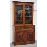Victorian walnut secretaire bookcase,