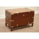 18th century Oriental camphor wood campaign chest, hinged lid, with brass brackets,