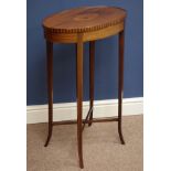 Edwardian inlaid mahogany oval lamp table,