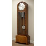 Art Deco period walnut arch top longcase clock