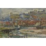 Rowland Henry Hill (Staithes Group 1873-1952): View Across Whitby Harbour towards the Abbey and