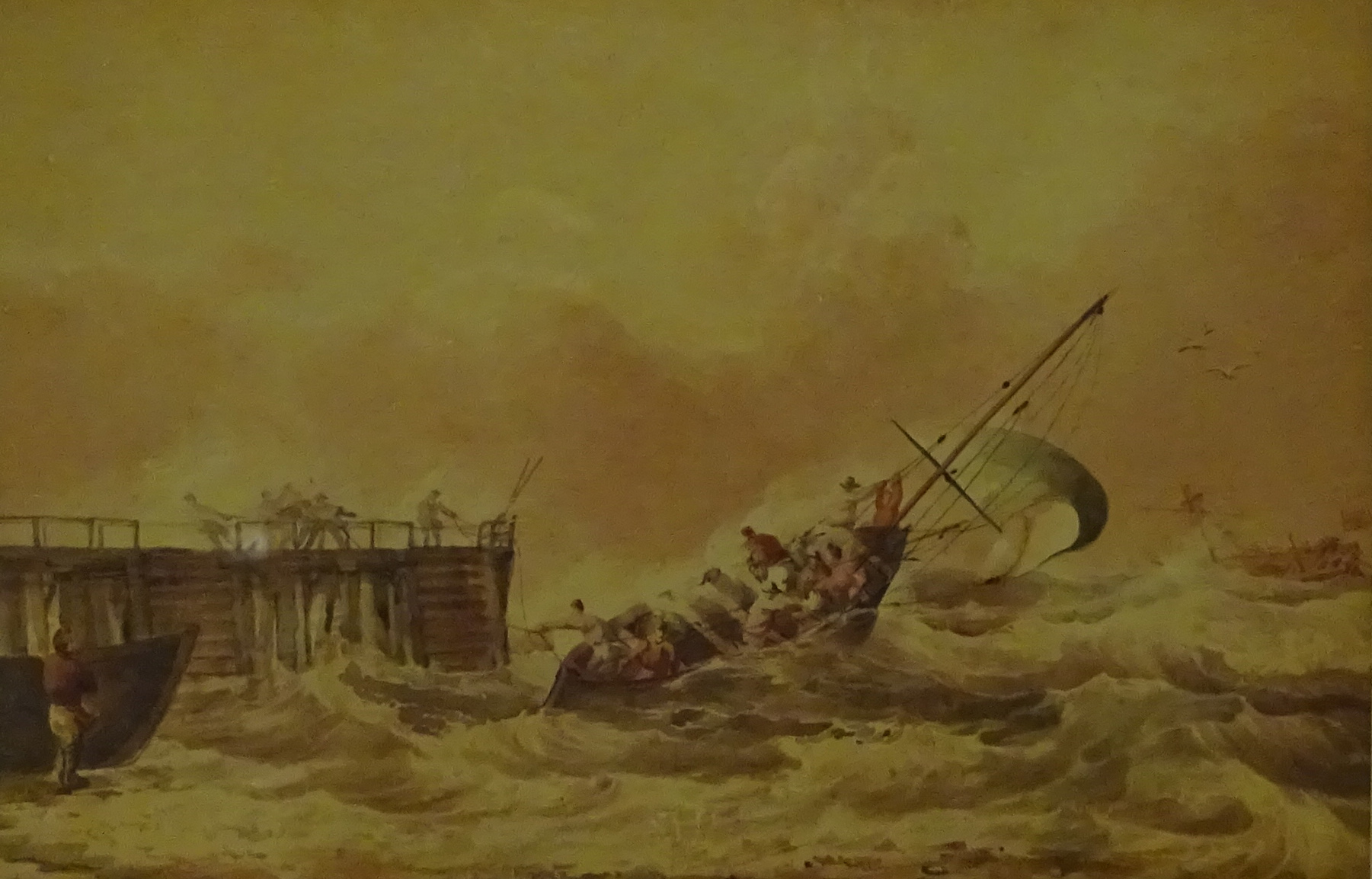 John Cantiloe Joy (British 1806-1866): Lifeboat setting Sail, watercolour signed 15.