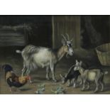 Manner of Edgar Hunt (British 1876-1953): Goats and Cockerel,