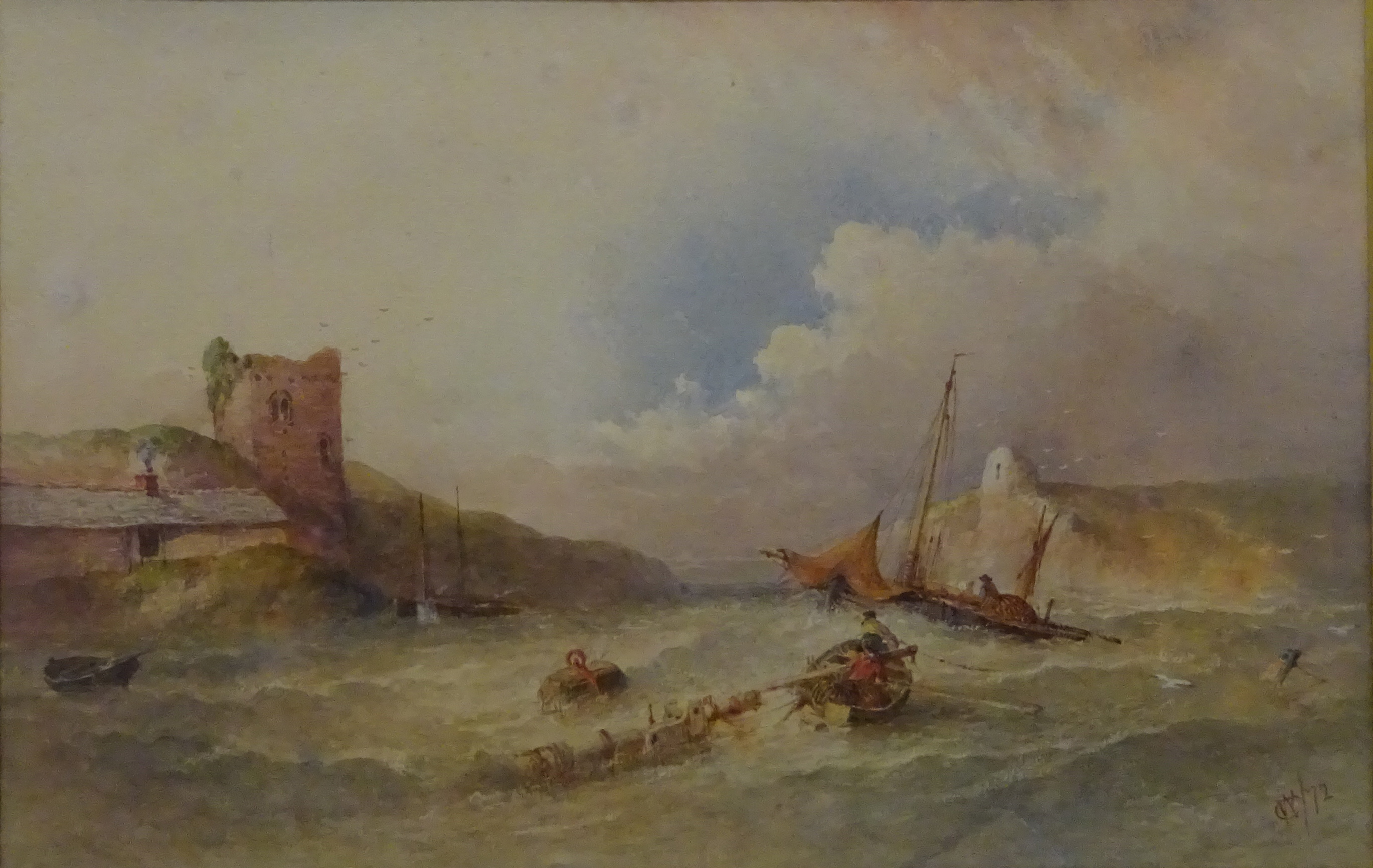 William Cook of Plymouth (British 1830-1890): Fishing Boats in a Heavy Swell,