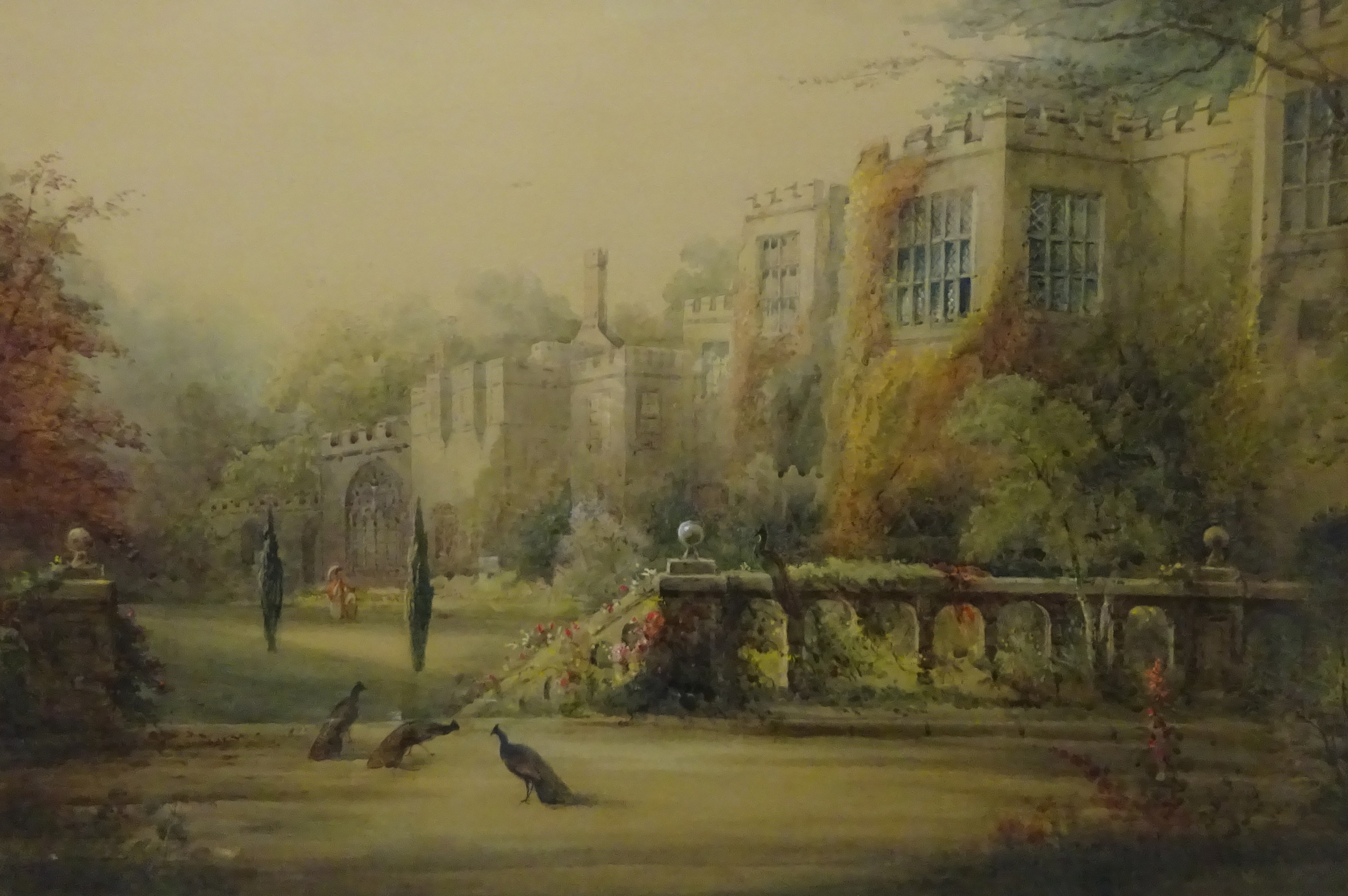 Henry Collins (British early 20th century): Haddon Hall Derbyshire, watercolour signed c1915,