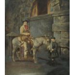 Scottish School (19th/20th century): Gillie on his Donkey with the Day's Bag and Young Apprentice,