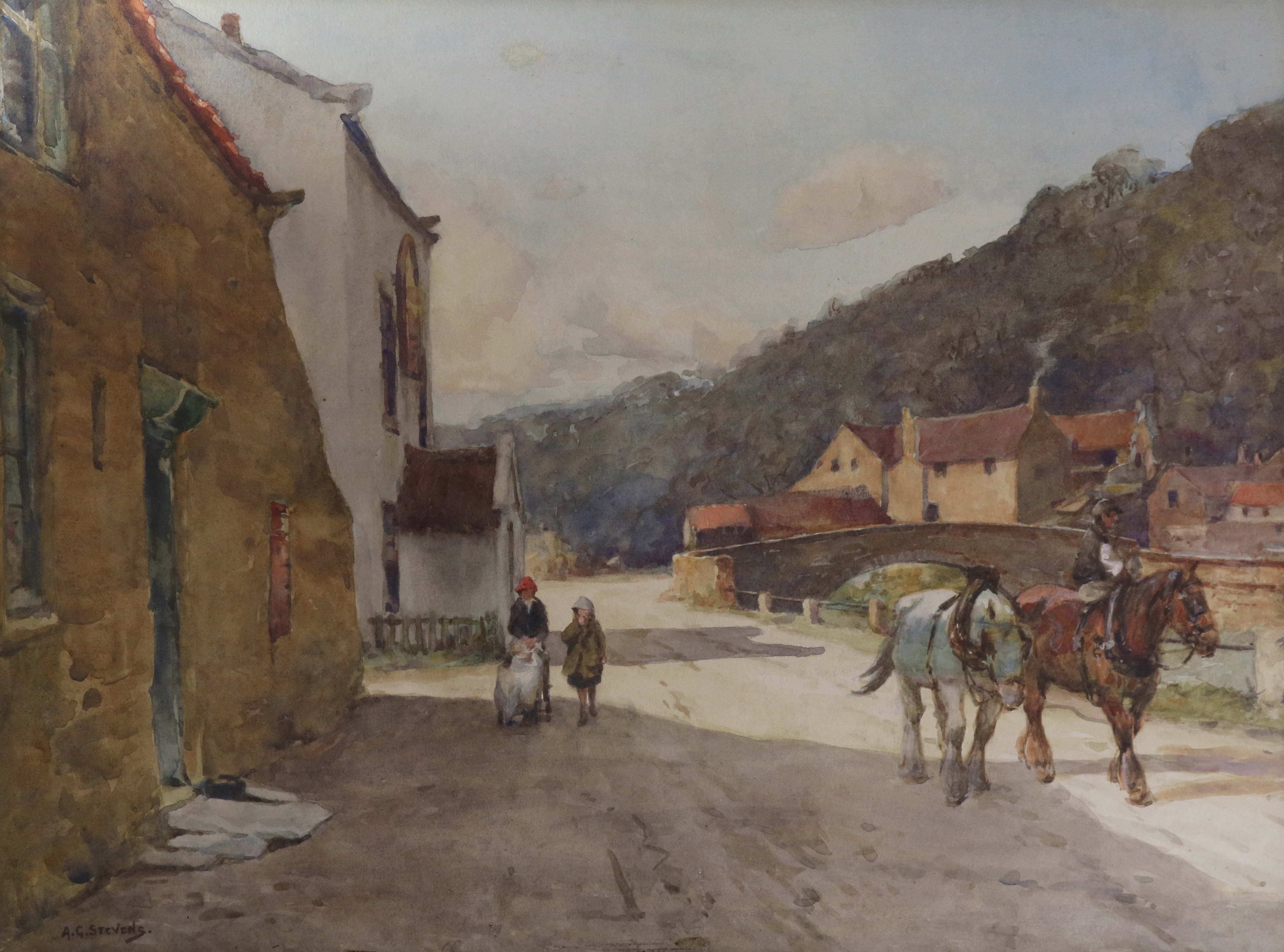 Albert George Stevens (Staithes Group 1863-1925): 'The Hart Inn Sandsend Whitby',