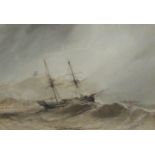 Henry Barlow Carter (British 1804-1868): Brig in Heavy Seas off Scarborough,