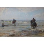 Frederic Stuart Richardson (Staithes Group 1855-1934): Shrimping with Horses in the Surf,